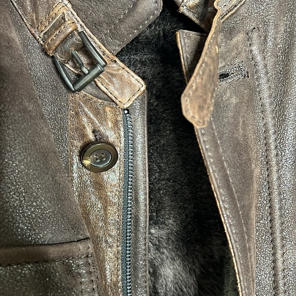 Gimo's Sz 56 Men’s Shearling Zip and Button Overcoat Jacket Made in Italy - Picture 12 of 14